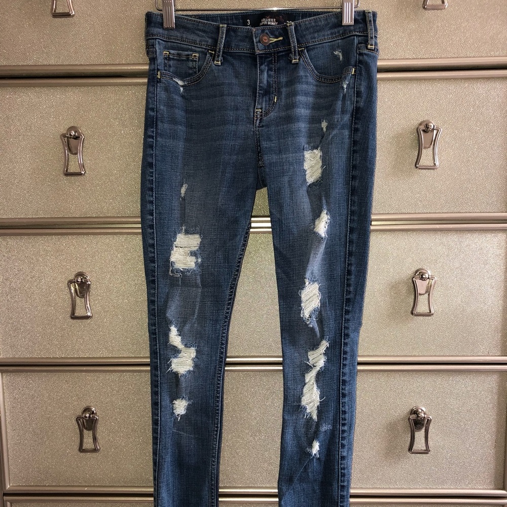 Hollister Super Skinny High Rise Ripped Jeans